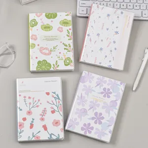 Cuaderno de Tapa Dura Estampado Floral Lindo Diario de Estudiante Planificador Diario Cubierta de PVC Impermeable Oficina Escuela Papelería
