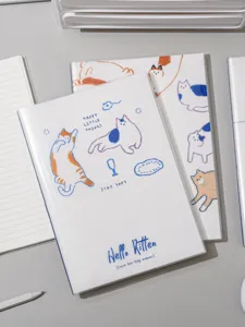 Carnet A5 mignon avec illustrations de chats et couverture transparente pailletée
