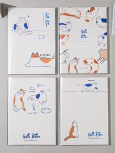 Carnets A5/B5 minimalistes avec illustrations de chat et couvertures en PVC transparent