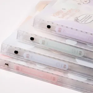Set of B5 translucent matte loose-leaf binder shell covers in pastel colors for school