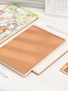 Top-bound A4 spiral sketchpad featuring Kraft paper cover and pink coil binding detail