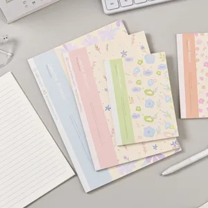 Bloemenpatroon notitieboek set esthetisch dagboek schrijven kantoorartikelen hoofdafbeelding