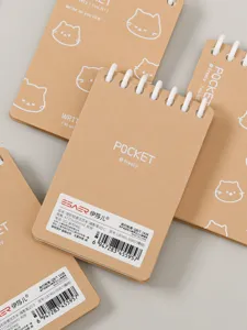 A7 spiral zaknotitieboek, 80 vellen gelinieerd kraftpapier notitieblok met schattige kat.