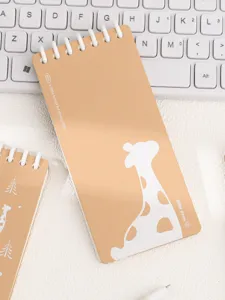 Carnet à spirale portable avec joli motif de cerf, couverture en papier kraft, bloc-notes.