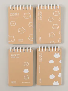 Pocket spiraalnotitieboek A7 gelinieerd schattig kat design kraft papier omslag memo