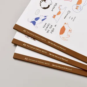 Carnet A5 relié avec de jolies illustrations de chats et papeterie esthétique étudiant