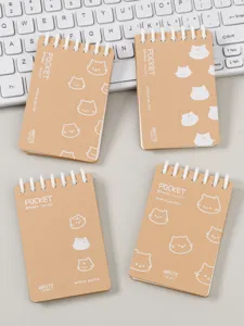 A7 pocket spiraalnotitieboek set met schattig kattenontwerp en gelinieerde pagina's.