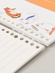 6-hole loose leaf notebook cute cat design aesthetic journal refillable stationery