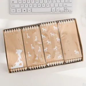 Ensemble de carnets à spirale de poche mignons avec design d'animaux de forêt, portables et lignés.
