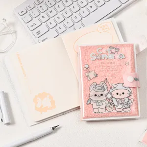 Cute pink fuzzy Cat Sonata plush notebook featuring a soft texture and portable 64K size