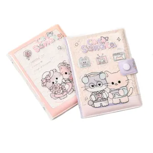 Cat Sonata plush cover notebook with cute cartoon design and clear sleeve.
