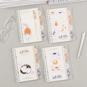 Cute Cat Loose Leaf Notebook Planner Journal Portable Refillable Notepad Student Writing Stationery Gift