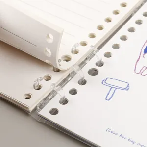 6-Ring Loose Leaf Notebook Clear Binder Cute Lined Refillable Journal Student Stationery