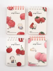A7 lindo fruta gato bolsillo cuaderno espiral mini portátil rayado diario papelería