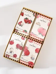 Bonito conjunto de cuaderno de espiral de frutas de dibujos animados A7 bloc de notas caja