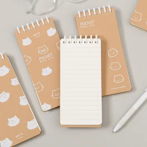 Pocket spiraalnotitieboekje schattig kattenontwerp kraftpapier gelinieerd stationery draagbaar