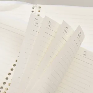 Premium cremefarbene B5-Loseblatt-Notizbuchseiten mit linierten Linien und Datumskopf