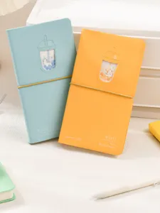 Carnet de notes mignon thème chat thé au lait avec bande de fermeture élastique