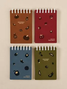 Taccuino tascabile a spirale A7 set di 4 diario con copertina in pelle e verdure