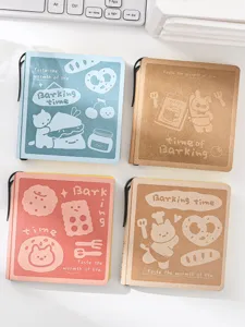 Square leather cover notebook cute cat pattern memo pad portable student stationery