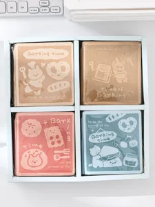 Cute cartoon memo pads set with four color variants, perfect for student daily study use.