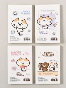 Blocco note A7 con simpatico design di gatto, taccuino di cancelleria per studenti.