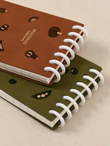 Quaderno tascabile A7 con spirale a fogli mobili e motivi di verdure carine per appunti.