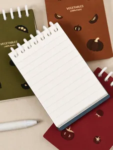 Mini taccuino a spirale tascabile con simpatico disegno di verdure diario rigato portatile