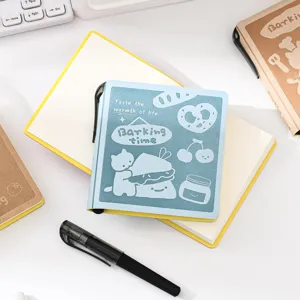 Cute pocket notebook with pen holder and cute cover design for students and daily memo notes.