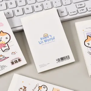 Simpatico taccuino gatto A7, blocco note studenti con copertina a cartone animato rilegatura a filo.
