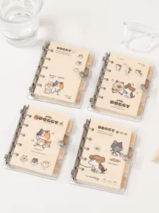 Quaderno con anelli M5 trasparente carino con illustrazioni di cani e gatti