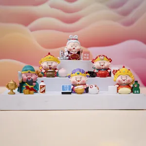 Chinese Fortune God Blind Box Figure Resin Cartoon Q-Version Caishen Yuelao Office Desktop Ornament Lucky Mascot Gift