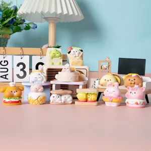 Colección de lindas figuras de animales con tema de comida para decoración de escritorio