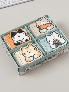 Schattige kat vorm spiraalnotitieboek set met geschenkdoos, mini zaknotitieblokje.