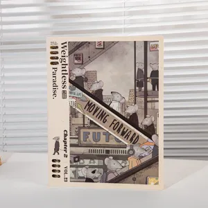B5 loose-leaf notebook with artistic mouse illustration cover, lined paper for school and office.