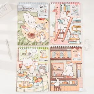Cute Cartoon Animal Printed Top Flip Wire Spiral Blank Sketchbook Paper Drawing Book Notebook For Students Painting Sketching
