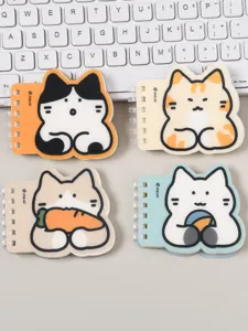 Leuke kat mini spirale notitieboek set, gevormd zaknotitieblok, cartoon schrijfwaren voor studenten.