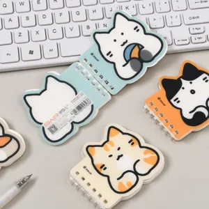 Schattig katvormig spiraal mini notitieboekje, handig zaknotitieblok voor studenten.