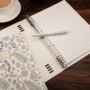 B5 Loose-Leaf Lined Notebook with Metal Ring Binder and Cute Botanical Cover for Students Study