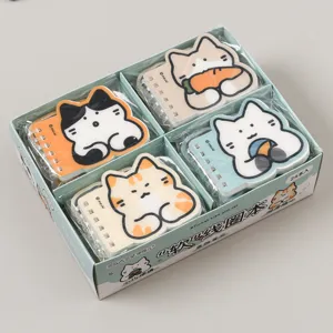 Schattige kat mini spiral notebook set, draagbare cartoon zakmemo boek voor studenten dagelijks.