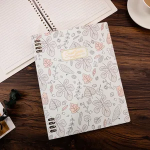 B5 loose-leaf lined notebook with cute botanical and animal cover design, refillable student memo pad.