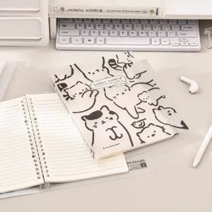 B5 spirale notitieboekje met schattige kattenillustraties en matte kaft voor studenten.