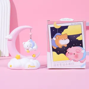 Cute moon fairytale night lamp with bear pendant and original packaging box