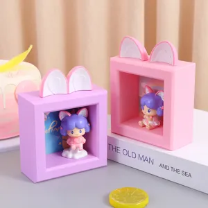 Lindo portalápices de resina de niña cósmica decoración de escritorio rosa