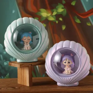 Creative Cartoon Girl Night Light Ornaments Synthetic Resin Star Lamp Bedroom Bedside Shell Desktop Decorations Kids Gift
