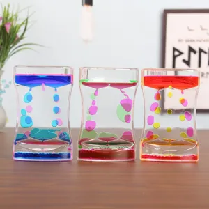 Waist Dual Color Liquid Motion Bubbler Timer Acrylic Water Drop Oil Hourglass Desktop Decor Stress Relief Gift