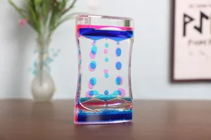 Double color liquid motion bubbler hourglass timer for relaxation and home decor