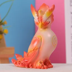 Detaillierte Seitenansicht einer orangen Phoenix Mythisches Tier Blind Box Figur