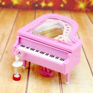 Pink piano music box with rotating ballerina detail and Piano Recital engraving