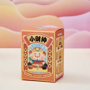 Detailed view of the Little God of Wealth blind box packaging featuring cute cartoon graphics